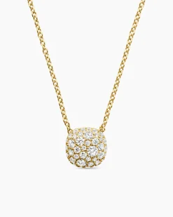 Cushion Pendant Necklace 18K Yellow Gold with Diamonds, 8mm