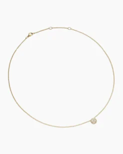 Cushion Pendant Necklace 18K Yellow Gold with Diamonds, 8mm