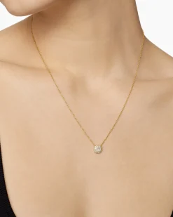 Cushion Pendant Necklace 18K Yellow Gold with Diamonds, 8mm