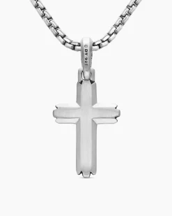 Deco Cross Pendant Sterling Silver, 27mm