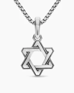 Deco Star of David Pendant Sterling Silver, 19.5mm