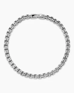 Double Box Chain Bracelet Sterling Silver, 4mm
