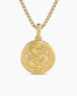 Dragon Amulet 18K Yellow Gold with Diamonds, 19mm