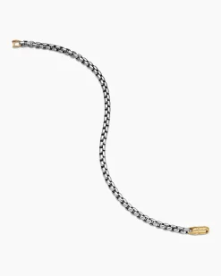 DY Bel Aire Box Chain Bracelet Sterling Silver with 14K Yellow Gold, 4mm