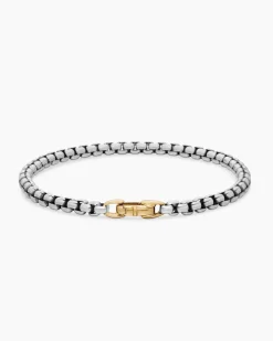 DY Bel Aire Box Chain Bracelet Sterling Silver with 14K Yellow Gold, 4mm