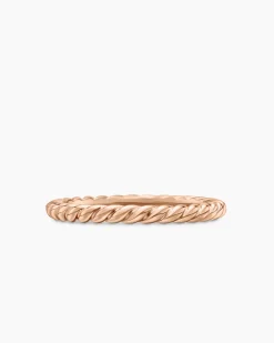 DY Cable Band Ring 18K Rose Gold, 2mm