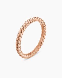 DY Cable Band Ring 18K Rose Gold, 2.45mm