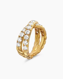 DY Crossover® Band Ring 18K Yellow Gold with Diamonds, 8mm