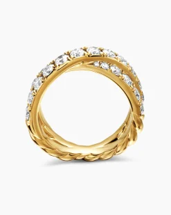 DY Crossover® Band Ring 18K Yellow Gold with Diamonds, 8mm