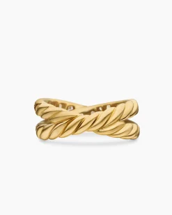 DY Crossover® Band Ring 18K Yellow Gold with Diamonds, 8mm