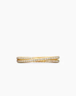 DY Crossover® Micro Pavé Band Ring 18K Yellow Gold with Pavé Diamonds, 3.14mm