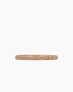DY Eden Band Ring 18K Rose Gold with Pavé Cognac Diamonds, 1.85mm