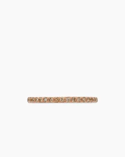 DY Eden Band Ring 18K Rose Gold with Pavé Cognac Diamonds, 1.85mm