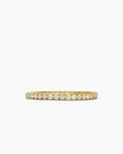 DY Eden Band Ring 18K Yellow Gold with Pavé Diamonds, 1.85mm