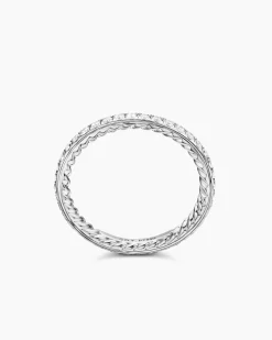 DY Eden Band Ring Platinum with Pavé Diamonds, 1.85mm