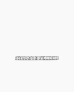 DY Eden Band Ring Platinum with Pavé Diamonds, 1.85mm