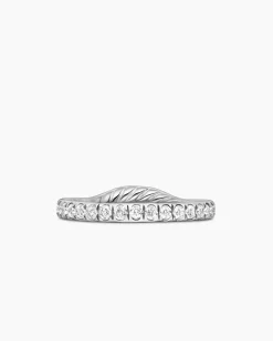 DY Eden Band Ring Platinum with Pavé Diamonds, 2.3mm
