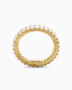 DY Eden Eternity Band Ring 18K Yellow Gold with Emerald Diamonds, 3.5mm