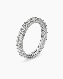 DY Eden Eternity Band Ring Platinum with Emerald Diamonds, 3.5mm
