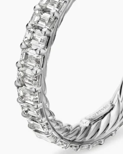 DY Eden Eternity Band Ring Platinum with Emerald Diamonds, 3.5mm