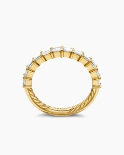 DY Eden Partway Band Ring 18K Yellow Gold with Baguette Diamonds, 2mm