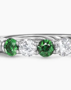 DY Eden Partway Band Ring Platinum with Tsavorites and Diamonds, 3.4mm