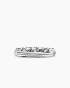 DY Eden Partway Band Ring Platinum with Tsavorites and Diamonds, 3.4mm