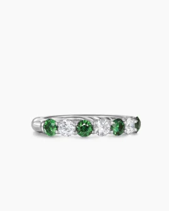 DY Eden Partway Band Ring Platinum with Tsavorites and Diamonds, 3.4mm
