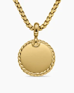 DY Elements® Disc Pendant 18K Yellow Gold with Diamonds, 21.2mm