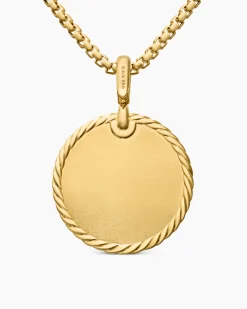 DY Elements® Disc Pendant 18K Yellow Gold with Diamonds, 24mm