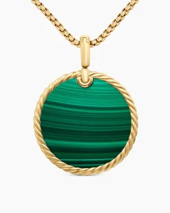 DY Elements® Disc Pendant 18K Yellow Gold with Malachite, 32mm