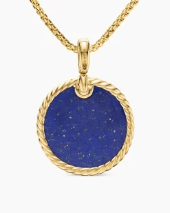 DY Elements® Disc Pendant 18K Yellow Gold with Lapis, 24mm