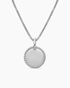 DY Elements® Disc Pendant Sterling Silver with Diamonds, 24mm