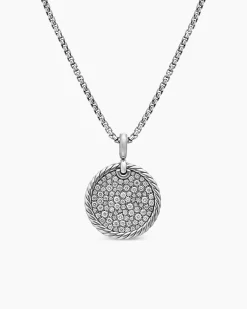 DY Elements® Disc Pendant Sterling Silver with Diamonds, 24mm