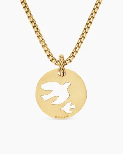 DY Elements® Dove Pendant 18K Yellow Gold with Diamonds, 22mm