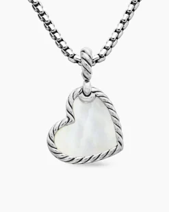 DY Elements® Heart Amulet Sterling Silver with Mother of Pearl and Diamonds, 18.7mm
