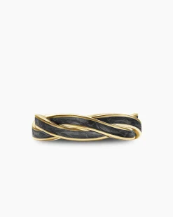 DY Helios™ Band Ring 18K Yellow Gold with Forged Carbon, 6mm