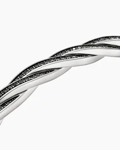 DY Helios™ Cuff Bracelet Sterling Silver with Black Diamonds, 6mm