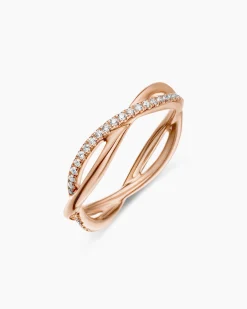 DY Infinity Band Ring 18K Rose Gold with Diamonds, 4.18mm