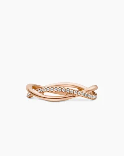 DY Infinity Band Ring 18K Rose Gold with Diamonds, 4.18mm