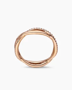 DY Infinity Band Ring 18K Rose Gold with Diamonds, 4.18mm