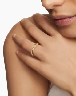 DY Infinity Band Ring 18K Yellow Gold with Diamonds, 4.18mm