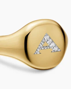 DY Initial Pinky Ring 18K Yellow Gold with Diamond A, 9.8mm