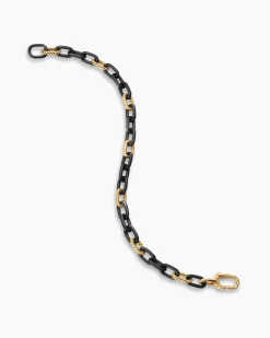 DY Madison® Chain Bracelet Black Titanium with 18K Yellow Gold, 6mm