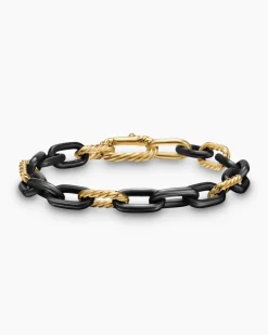 DY Madison® Chain Bracelet Black Titanium with 18K Yellow Gold, 8.5mm