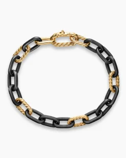 DY Madison® Chain Bracelet Black Titanium with 18K Yellow Gold, 8.5mm
