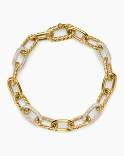 DY Madison® Chain Bracelet 18K Yellow Gold with Diamonds, 8.5mm