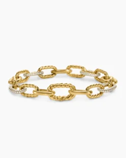 DY Madison® Chain Bracelet 18K Yellow Gold with Diamonds, 8.5mm