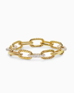 DY Madison® Chain Bracelet 18K Yellow Gold with Diamonds, 11mm