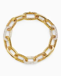 DY Madison® Chain Bracelet 18K Yellow Gold with Diamonds, 11mm